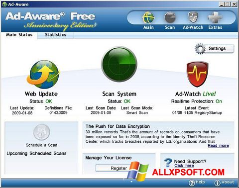 Captură de ecran Ad-Aware Free pentru Windows XP