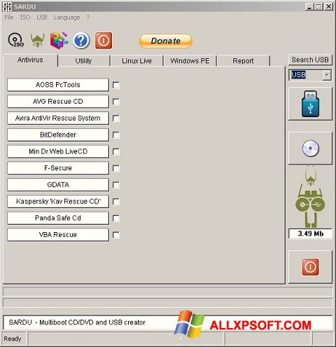 Captură de ecran SARDU pentru Windows XP