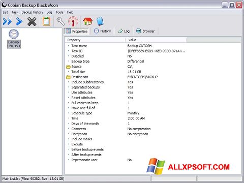 Captură de ecran Cobian Backup pentru Windows XP