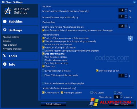 Captură de ecran ALLPlayer pentru Windows XP