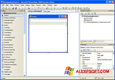 Captură de ecran Microsoft Visual Basic pentru Windows XP