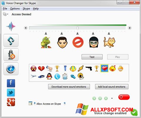 Captură de ecran Skype Voice Changer pentru Windows XP