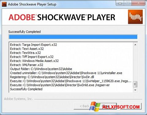 Captură de ecran Shockwave Player pentru Windows XP