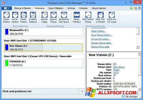 Captură de ecran Paragon Hard Disk Manager pentru Windows XP