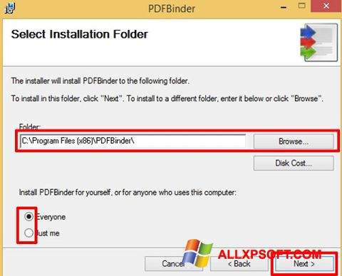 Captură de ecran PDFBinder pentru Windows XP