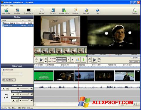 Captură de ecran VideoPad Video Editor pentru Windows XP