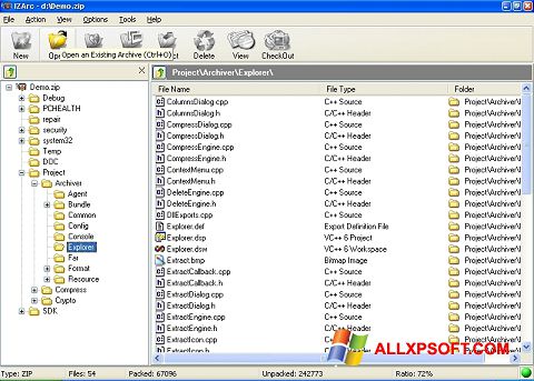 Captură de ecran IZArc pentru Windows XP