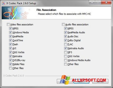Captură de ecran X Codec Pack pentru Windows XP