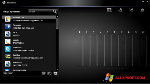 Captură de ecran HP SimplePass pentru Windows XP