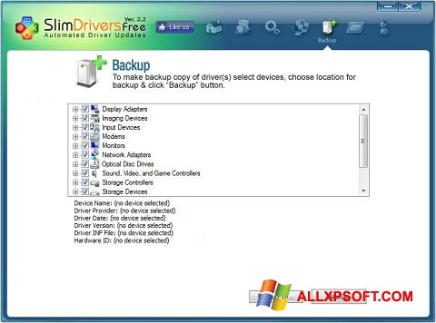 Captură de ecran SlimDrivers pentru Windows XP