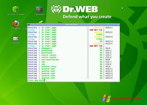 Captură de ecran Dr.Web LiveCD pentru Windows XP