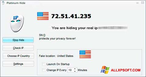 Captură de ecran Hide IP Platinum pentru Windows XP