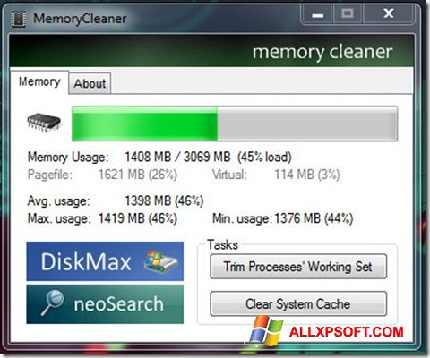 Captură de ecran Memory Cleaner pentru Windows XP
