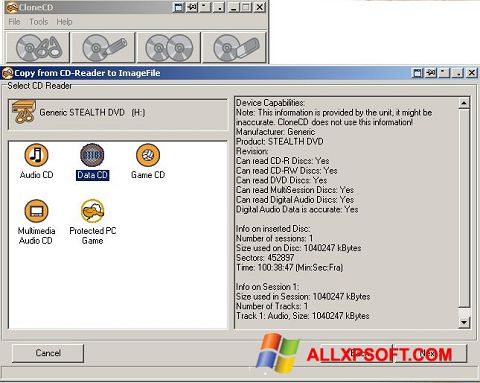 Captură de ecran CloneCD pentru Windows XP