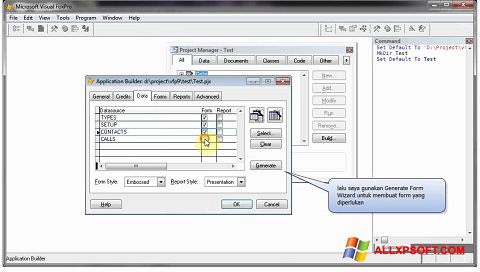 Captură de ecran Microsoft Visual FoxPro pentru Windows XP
