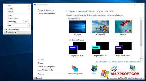 Captură de ecran Personalization Panel pentru Windows XP