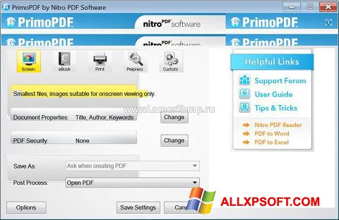 Captură de ecran PrimoPDF pentru Windows XP