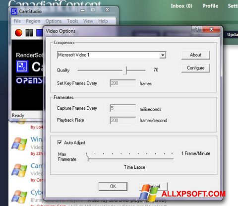 Captură de ecran CamStudio pentru Windows XP