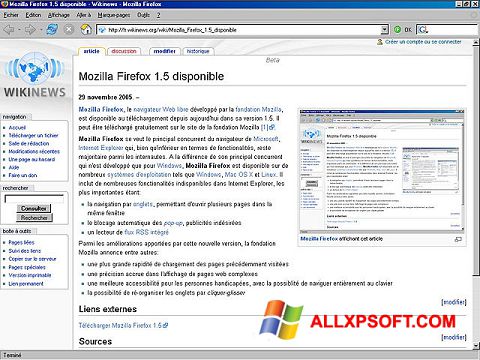 Captură de ecran Mozilla Firefox pentru Windows XP