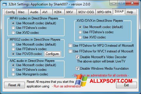 Captură de ecran ADVANCED Codecs pentru Windows XP