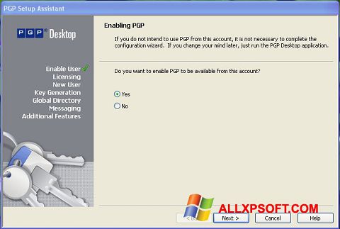 Captură de ecran PGP Desktop pentru Windows XP