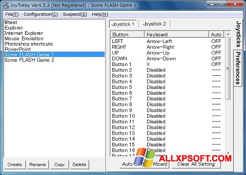 Captură de ecran JoyToKey pentru Windows XP