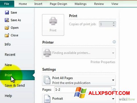 Captură de ecran Microsoft Publisher pentru Windows XP
