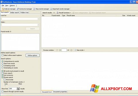 Captură de ecran SearchInform pentru Windows XP