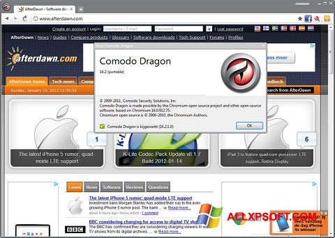 Captură de ecran Comodo Dragon pentru Windows XP
