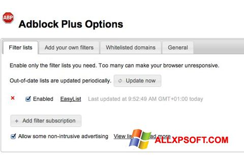 Captură de ecran Adblock Plus pentru Windows XP