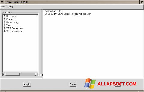 Captură de ecran PowerTweak pentru Windows XP