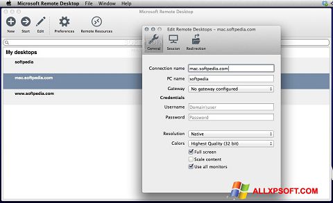 Captură de ecran Microsoft Remote Desktop pentru Windows XP