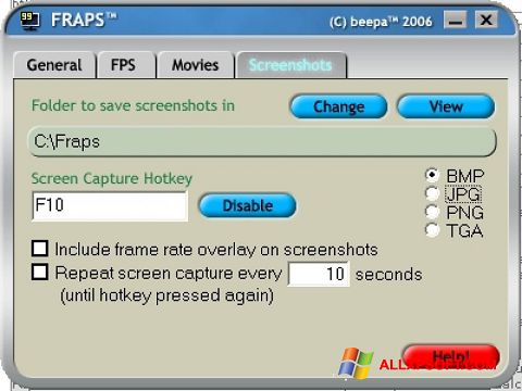 Captură de ecran Fraps pentru Windows XP