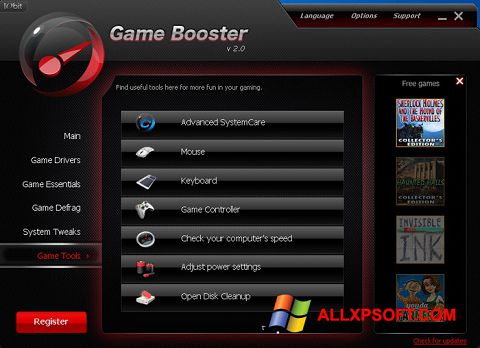 Captură de ecran Game Booster pentru Windows XP