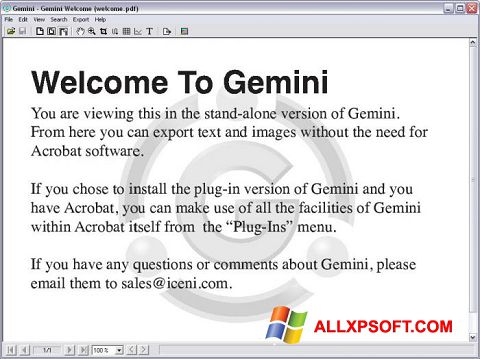 Captură de ecran Gemini pentru Windows XP