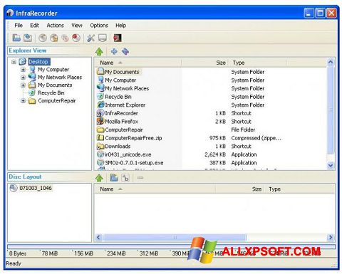 Captură de ecran InfraRecorder pentru Windows XP