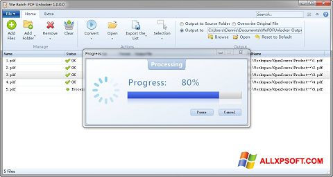 Captură de ecran PDF Unlocker pentru Windows XP