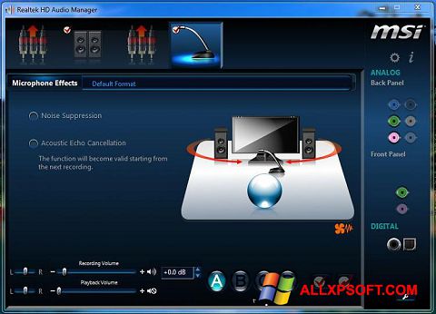 Captură de ecran Realtek Audio Driver pentru Windows XP