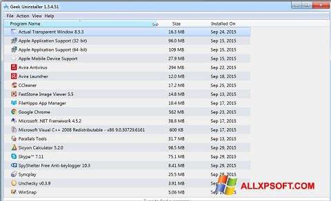 Captură de ecran Geek Uninstaller pentru Windows XP