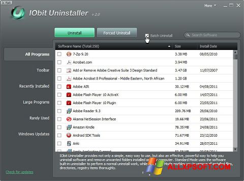 Captură de ecran IObit Uninstaller pentru Windows XP