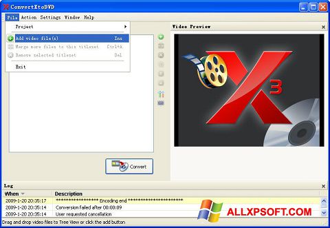 Captură de ecran ConvertXToDVD pentru Windows XP