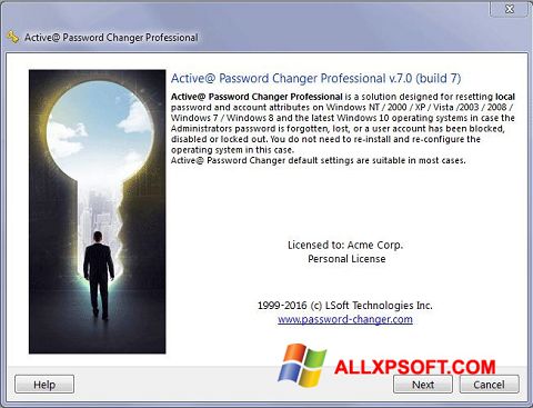 Captură de ecran Active Password Changer pentru Windows XP