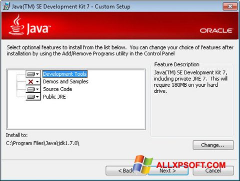 Captură de ecran Java Development Kit pentru Windows XP