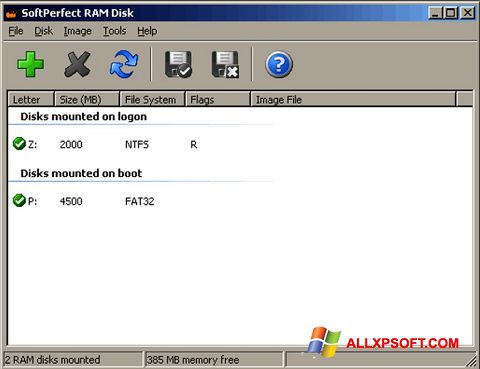 Captură de ecran SoftPerfect RAM Disk pentru Windows XP