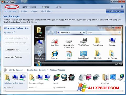 Captură de ecran IconPackager pentru Windows XP
