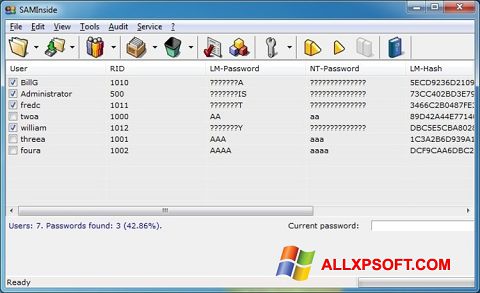 Captură de ecran SAMInside pentru Windows XP