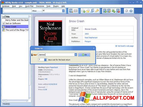Captură de ecran All My Books pentru Windows XP
