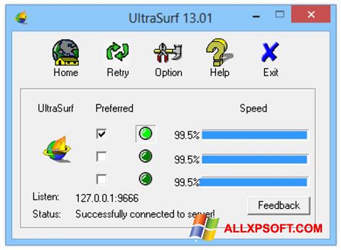 Captură de ecran UltraSurf pentru Windows XP