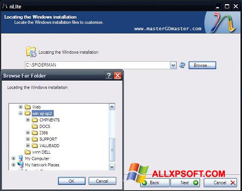Captură de ecran nLite pentru Windows XP