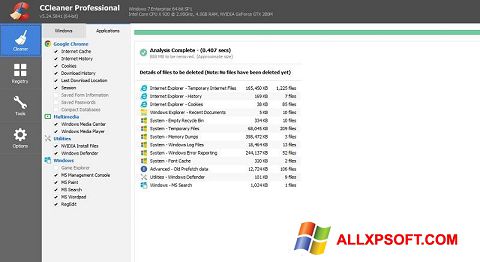 Captură de ecran CCleaner Professional Plus pentru Windows XP